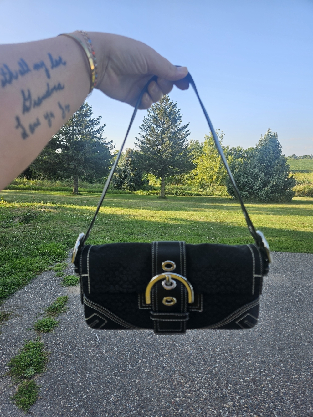 Coach Black Mini Soho Shoulder Bag with Gold Buckle